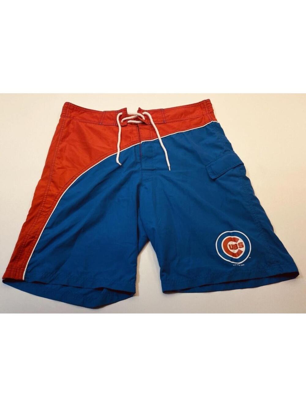 Chicago Cubs Colorblock Swim Trunks Board Shorts Size L Blue Red 9985